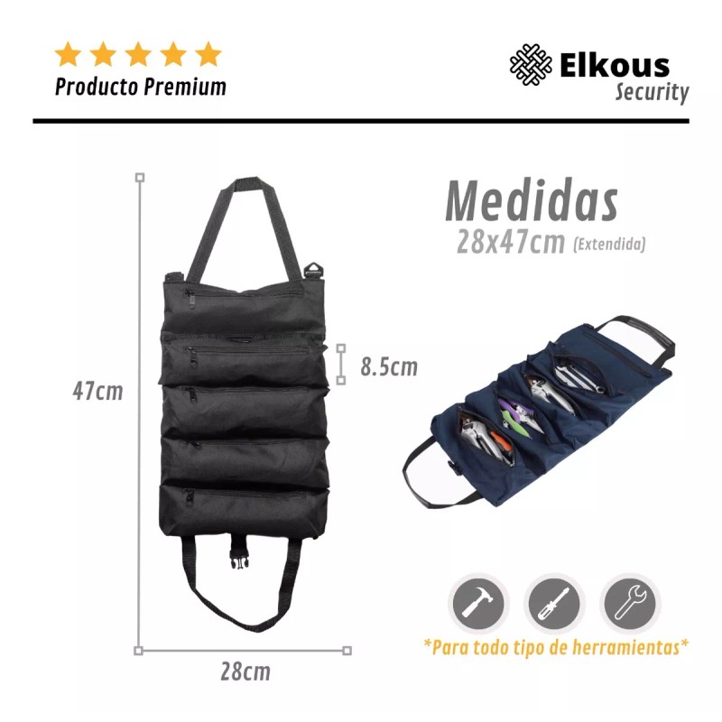 Elkous Bolsa Para Herramientas Plegable Con 5 Compartimientos