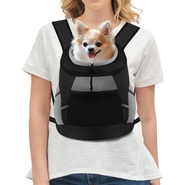 Dog Backpack Carrier, Front Chest Carrier for Cat Small Dogs, Pet Carrying Bag for Travel Hiking Cycling Outdoor Black S