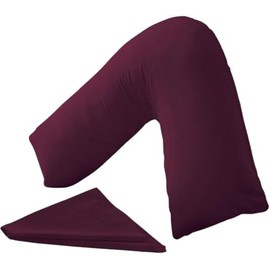 Nutra Nerd V Shaped Pillowcase cover - 100% Polycotton V pillowcase cover - Neck & Back Support Orthopaedic Pregnancy Nursing V shape Pillow case cover only | Envelope Closure (Plum)