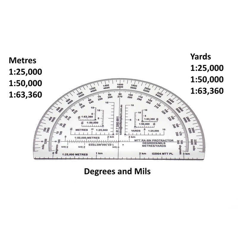 MTT PL RA 6IN Protractor with Degrees and mils, Graduated