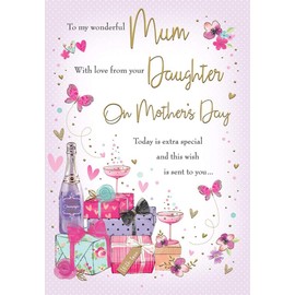 Traditional Mother's Day Card Mum from Daughter - 10 x 7 inches - Piccadilly Greetings