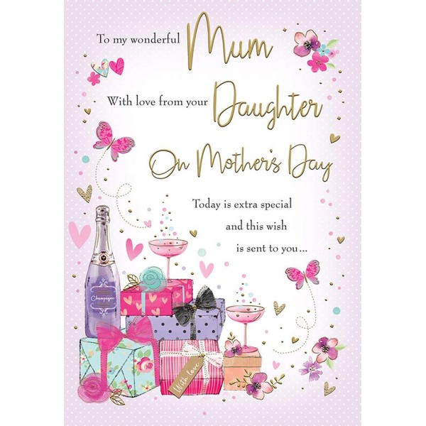 Traditional Mother's Day Card Mum from Daughter - 10 x