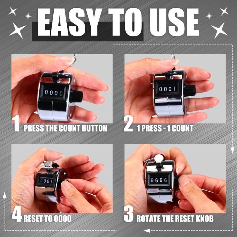 Kingdder 25 Pcs Hand Held Tally Counter 4 Digit Mechanical