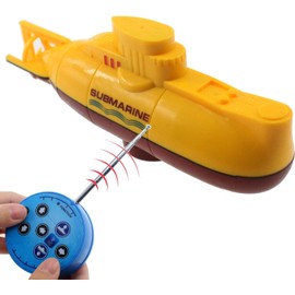 eMart Mini RC Electric Toy Remote Control Boat Submarine Ship Waterproof Diving in Water Gift for Kids - (Yellow)