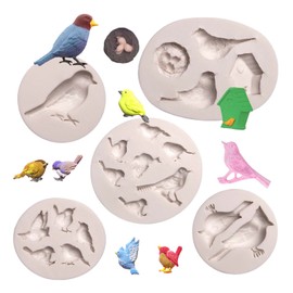 Cardinals - Moldes de silicona para pájaros, paquete de 5 moldes de fondant para decoración de tartas de baby shower, decoración de pasteles, decoración de magdalenas, pastel de fiesta temática del