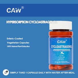 CAW Hypersorption Cycloastragenol 98% | Anti-Aging Telomerase Activation | DNA Health and Immunity Boost | 5Mg 30Enteric-Coated Capsules (3 Bottles)