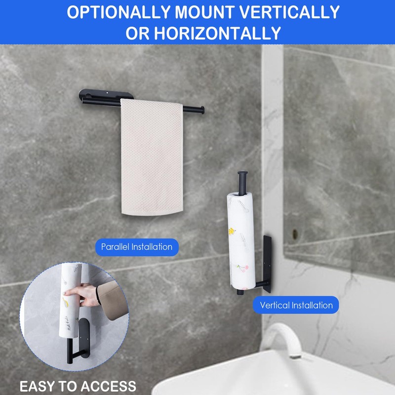 Stainless Steel Paper Towel Holder, Under Cabinet or Wall Mount,