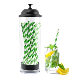 Straw Holder,Plastic Drinking Straws Container with Lid,Clear Drink Tubes Dispenser,for Kitchen Bar Party Counter Storage,Holds Straws up to 8.5 Inches