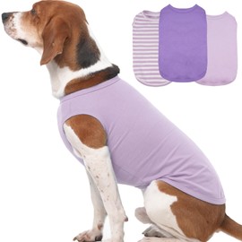 3 Pack XL Purple Striped Dog Tshirts for Medium Dogs,Lightweight Sleeveless Tee for Spring&Summer,Indoor/Outdoor Breathable and Lightweight,Cute Party Photo Dress(Purple,XL)