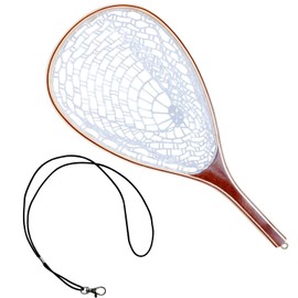 Fly Fishing Net, Soft Mesh Trout with Handle, Catch and Release Landing for Freshwater, Saltwater, Gift for Anglers & Fly Fishing Enthusiasts, Soft Rubber Mesh