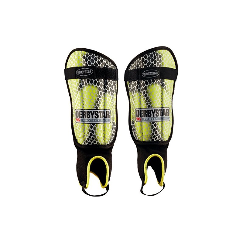 Derbystar Protect Flash 3237 Football Shin Pads Yellow/Black/Grey, yellow, xxs