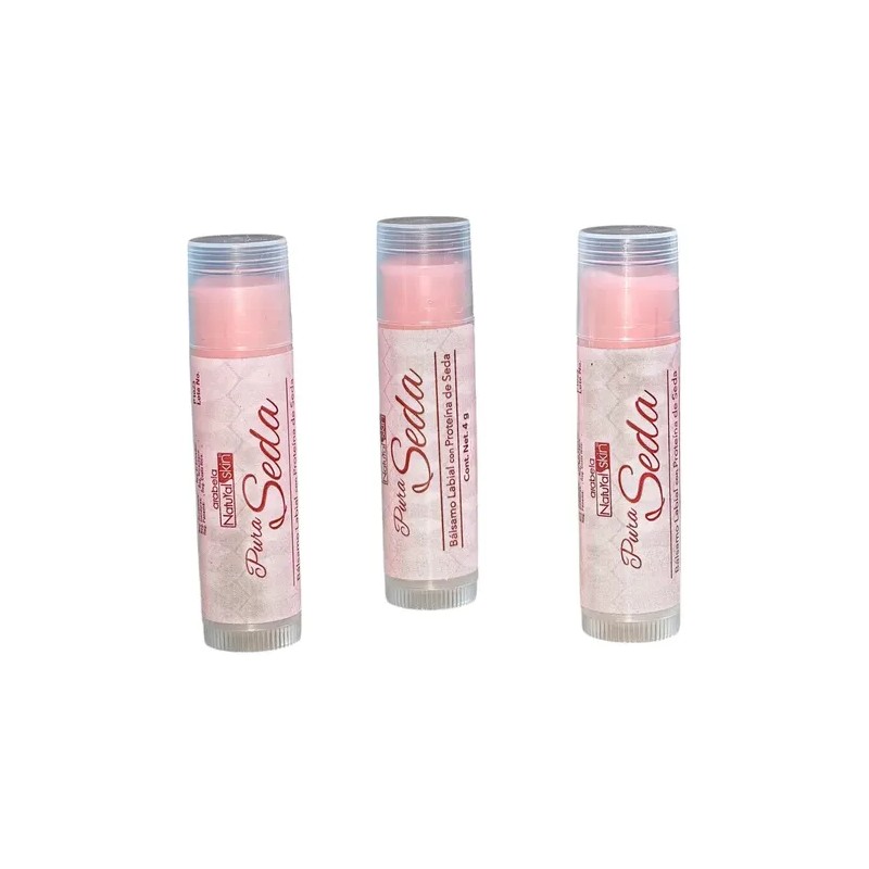 3 Pz Bálsamo Labial Con Proteína De Seda Hidratan Suavizan