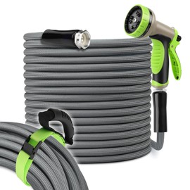 AWAROCKY 2025 Upgraded Garden Hose, Non-Expanding Premium Quality Flexible Ultra-Light Water Hose with Fabric Skin Hose for Commercial Residential Use With 10 Spray Nozzle and Carry strap (50 Ft)