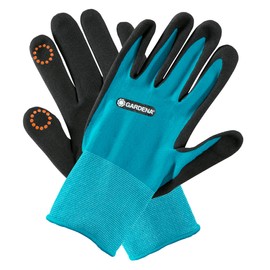 Gardena Plant and floor glove 9/L: Gloves for gardening and floorwork, moisture protection thanks to nitrile surface, mobile touch for smartphone use (11512-20)
