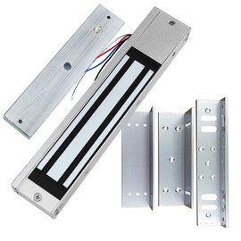 Supreform Outdoor Indoor Waterproof 12VDC 24VDC 600lbs Holding Force Magnetic Door Lock with Z and L Brackets for Access Control Door and Gate Opener, Fail Safe Electromagnetic Door Lock Gate Lock