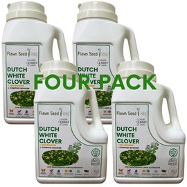 Flawn Seed Kits Dutch White Clover Seed Kit, Easy Spread Shakers, Low Maintenance Lawn, Alternative Ground Cover, 4 Pack Covers up to 10,000 Sqft (2,500 Sqft EA)