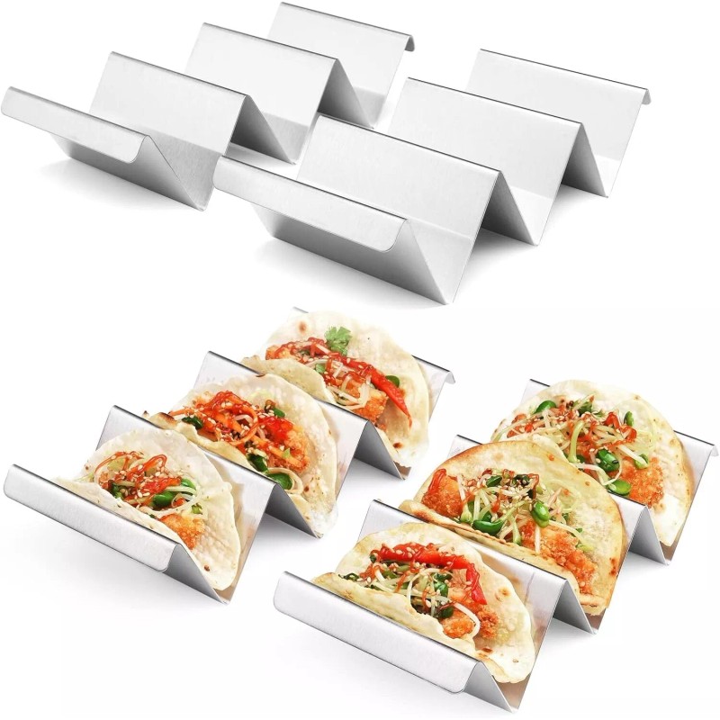 Unbranded Taco Holder Stand 4 Packs - Stainless Steel Taco