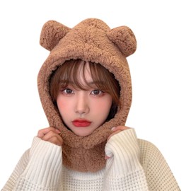 ANKOMINA Winter Cute Bear Ear Warm Hat Women Plush Earflap Beanie Hat Kids Girls Windproof Skull Cap