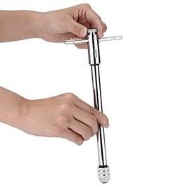Atyhao Adjustable Ratchet Tap, Thread Ratchet Thread Ratchet with T-Bar Handle M3-M8 & M5-M12 for Tap Set (M5-M12Long)