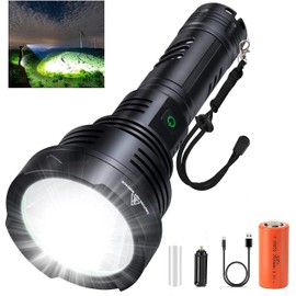 SENDALE LED Taschenlampe Extrem Hell 100000 Lumen CREE Taschenlampen, XHP90 Taschenlampe Batteriebetrieben,IP67 Wasserdicht,5 Lichtmodi Aufladbar USB-C für Camping,Ausrüstung,Militär,Outdoor