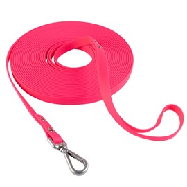 AUMAILI Dog Training Long Leash Waterproof Long Line Heavy Duty Outdoor Recall Lead 10ft 15ft 20ft 30ft 50ft for Small Medium Large Dog (Rose Pink, 15FT)