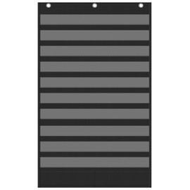 Yoink 10+2 Pockets Standard Pocket Chart, Clear 10 Pockets Word Chart with 2 Extra Storage Pocket for Classroom Home Office Use, Kids Chore Chart, Word Wall and Sentence Strips, Black (44.9" x 28.1")