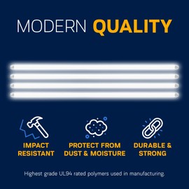 KastLite T8 Fluorescent Light Tube Guard with End Caps - 46-3/8" Fluorescent Light Diffuser Covers/Safety Sleeves, Clear Protective Plastic Covering/Lighting Accessory, Pack of 6