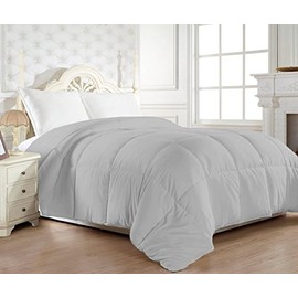 Elegant Comfort 1200 Thread Count Goose Down Alternative Comforter 100% Egyptian Cotton - 750Fill Power - Solid Gray Twin/Twin XL