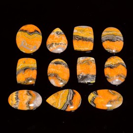 GEMKORA 3 to 4pcs Natural Bumble Bee Gemstone Wholesale Cabochons Lot, Jewelry Making Loose Gemstone, Polished Home Decor Specimen, DIY, Wire Wrapping, Reiki, Healing Crystals, Bulk Gemstone Deal