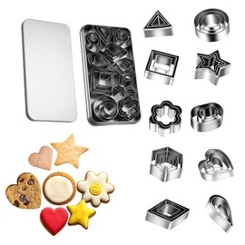 30-Piece Stainless Steel Cookie Cutters Set – Geometric Shapes for Baking, Pastry, Fondant & Pie Crust – Includes Star, Flower, Heart, Hexagon & Oval Designs for Creative Baking Projects