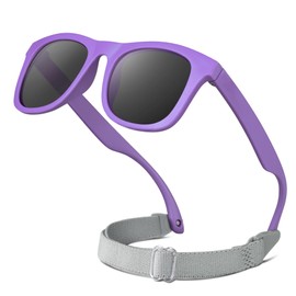 RIVBOS Baby Sunglasses Boys&Girls with Strap UV400 Polarized Flexible for Toddler,Infant and Newborn(0-24month) Purple&Grey Lens RBK0231