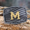 Western Cowboy Initial Letters A-Z American Flag Belt Buckle for