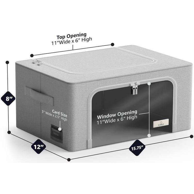 Sorbus Storage Bins with Metal Frame - Stackable & Foldable