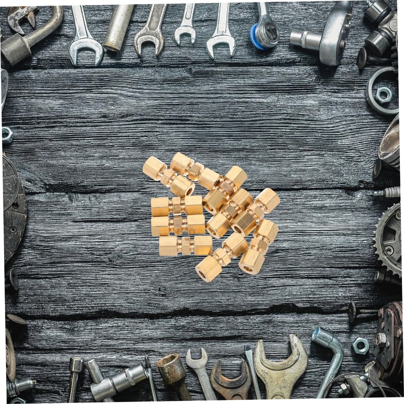 Gatuida 10pcs Copper Connector Brass Compression Fitting Pipe Repair Union