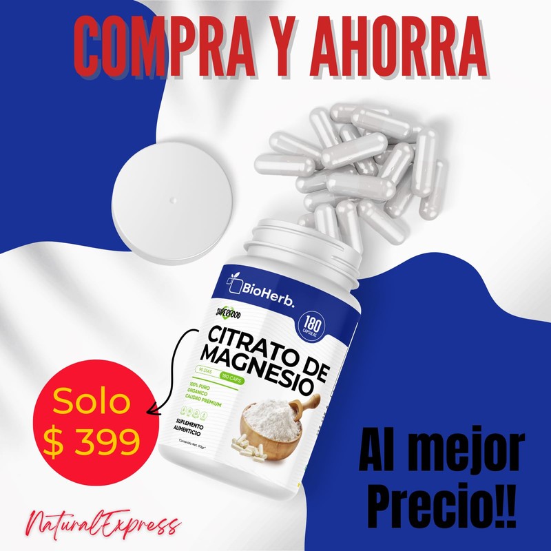 BioHerb. Citrato de Magnesio + Citrato de Potasio (180 Capsulas