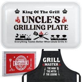 Uncle Gifts,Uncle Christmas Gifts,Birthday Gifts for Uncle,Grill Platter with Apron Uncle Gifts from Niece Nephew,Uncle Fathers Day Gift,Best Uncle Ever Gifts,Great Funny Gift Ideas for Uncle Men