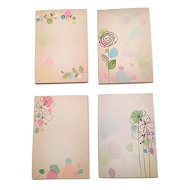 Nature Themed Brown Kraft Note Pads ~ Set of 4 (Gold Finch, Rose, Colorful Flower Heads, Flowers Standing Tall; 4" x 6"; 40 Sheets Per Pad)