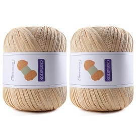 2 Pack Raffia Yarn for Crochet, Soft Cotton Yarn for Crocheting Summer Beach Bag/Hat, 228 Yards/3.52 Ounce Ribbon Paper Yarn for Beginners DIY Hand Knitting Handbag (Khaki)