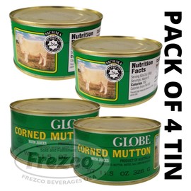 Globe Corned Mutton with Juices (Pack of 4 Tin) 11.5 Oz | HALAL
