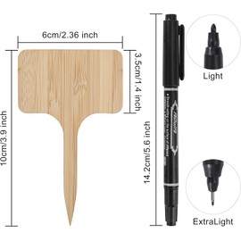 Pflanzenetiketten 50 Stück T-Typ-Etikett Bambus mit Stift für Blumen Gemüse Topfkräuter Baumschulen Zierpflanzen Pflanzenzucht