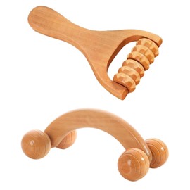 Pack of 2 Wooden Massager, Roller Massager, Manual Massager, Can Be Used for Back, Neck, Shoulders, Legs