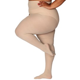 HONENNA Queen Plus Size Tights Semi Opaque Control Top High Waist Stockings Nylons Pantyhose for Women 1X 2X 3X 4X 5X 6X, 1 Pair Nude, 1XL-2XL