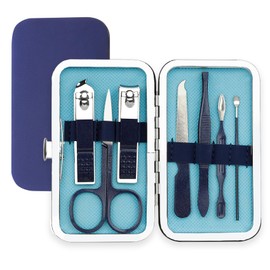 Manicure Set, Nail Clipper Kit, Nail Clipper Set, Nail Care Kit, 8 In 1 Professional Manicure Kit Personal Care, Stainless Steel Facial Pedicure Care Tools, Grooming Kit for Women Men, Blue