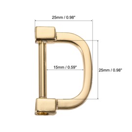 sourcing map 4 x 25 mm (0.98 inches) U-shaped horseshoe D-rings screw buckle for DIY enthusiasts, golden colour
