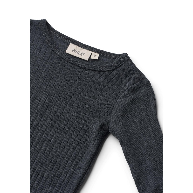 Wheat Lucca Unisex Merino Wool Silk Bodysuit Long Sleeve Oeko-Tex