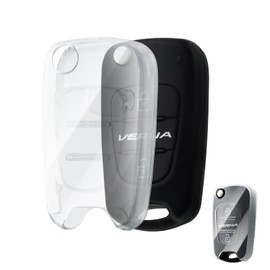 OFFCURVE Transparent Car Key Case Car Key Cover Key Fob Cover Key Cover Case Suitable for Hyundai Elantra i10-i40 ix20-ix55 Santa Fe Verna Sportage Carens Forte Avante (White)