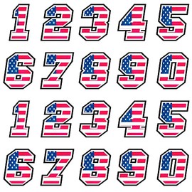 GamesMonkey Race Numbers Sticker Kit 20 Pieces Cross Race Track Car Motorcycle Stickers (4 cm, America Flag)