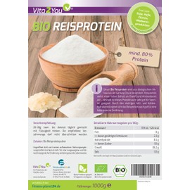 Organic Rice Protein 1 kg – Eco Cultivation – Minimum 80% Protein – Protein – Gluten Free – 1000 g – Premium Quality