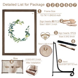 Y&K Homish Wedding Guest Book Alternative , Rustic Wedding Decorations for Reception , Favors for Guests 80 Hearts Green Wreath (Transparent &Brown)