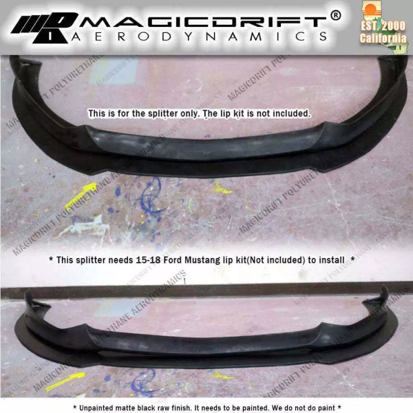 MagicDrift For 15-17 Ford Mustang Front Bumper Flat Chin Splitter